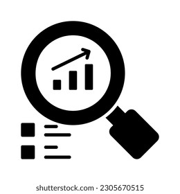 Growth chart under magnifier depicting vector design of business analysis