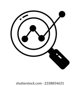 Growth chart under magnifier depicting vector design of business analysis