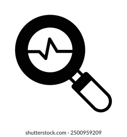 Growth chart under magnifier depicting vector design of business analysis