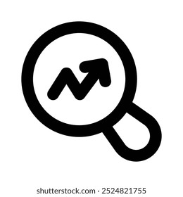 Growth chart under magnifier depicting vector design of business analysis