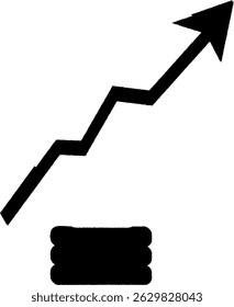 Gráfico de crecimiento con flecha al alza, que indica éxito financiero, progreso.