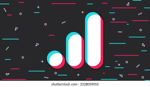 Growth chart. Upward movement. Lift schedule. Glitch background. Vector illustration