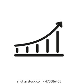 Growth chart vector icon. Black illustration isolated on white background for graphic and web design.