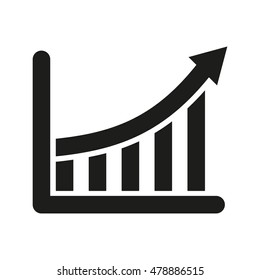 Growth chart vector icon. Black illustration isolated on white background for graphic and web design.