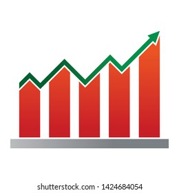 Growth chart vector icon. filled flat sign for mobile concept and web design. Growing graph glyph icon. Symbol, Graph chart sign icon. Diagram symbol 