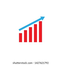 Growth chart vector icon. filled flat sign for mobile concept and web design. Growing graph glyph icon.- Vector Eps10