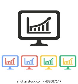 Growth chart vector icon. Illustration isolated on white background for graphic and web design.