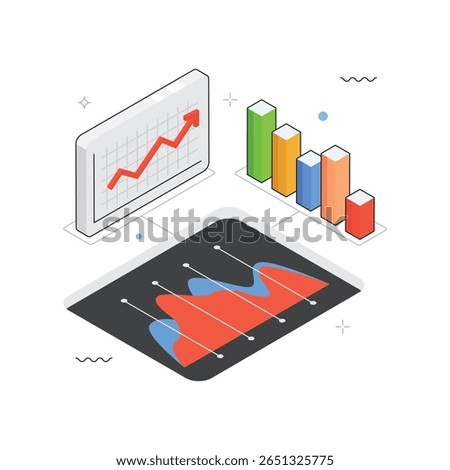 Growth chart Vector Isometric Illustration. EPS 10 file