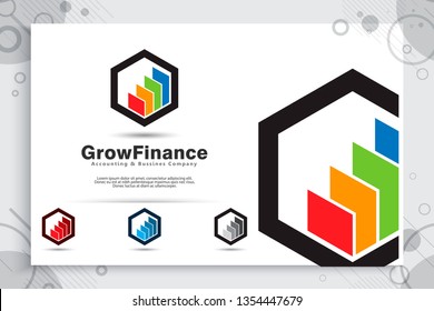 Growth chart vector logo as a symbol of accounting with modern concept , illustration of growth chart bar use for icon template growing finance company