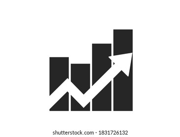 growth chart with white arrow icon. business analytics symbol. infographic and web design sign