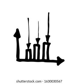 Growth chart of your business. Vector outline illustration. Scheme for your business.Sketchy elements.Hand drawn frames.Abstract frameworks. Line art.Black and white illustration.Single spreadsheet.
