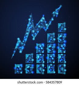 Growth chart,vector illustration.Modern image of a starry sky,composed points in the form of planets,for web sites and presentation template