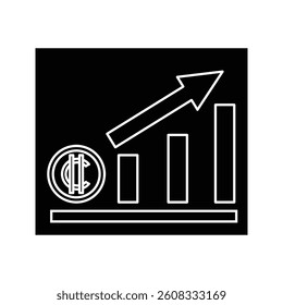 Growth coin crypto icon with modern, dynamic design. Ideal for crypto investment, digital finance, and blockchain success themes. High-quality vector, scalable and easy to customize.