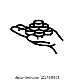 growth coin hand line icon vector. growth coin hand sign. isolated contour symbol black illustration