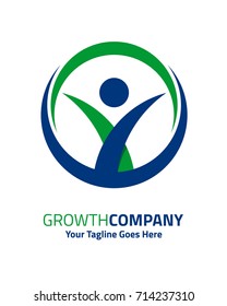 Growth company logo template vector