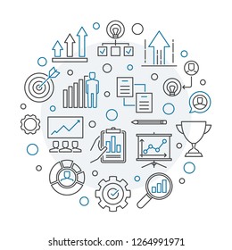 Growth Company vector round creative illustration in outline style