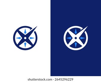 Growth compass or launch compass logo concept vector icon
