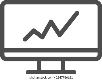 icono de crecimiento de la computadora. Icono moderno en estilo plano. Ilustración vectorial con tema de negocios. Icono de esquema detallado