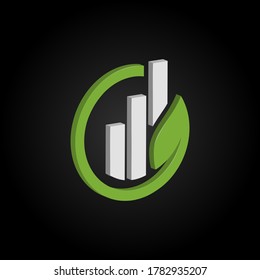 Concepto de crecimiento con barras en el logotipo de la hoja