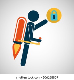 growth concept business padlock security icons vector illustration