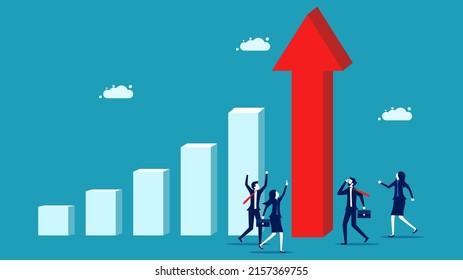  Growth concept. Businessman watch the arrow grow. business concept
