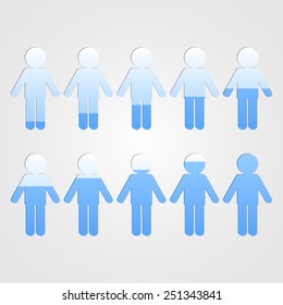 Growth concept, chart elements, growth from 10 to 100 percent, vector illustration.
