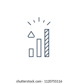 Growth concept, higher level, upgrade plan, financial increase, mono line vector icon