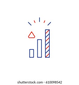 Growth concept, higher level, upgrade plan, financial increase, mono line vector icon