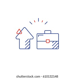 Growth concept, higher level, upgrade plan, financial increase, mono line vector icon