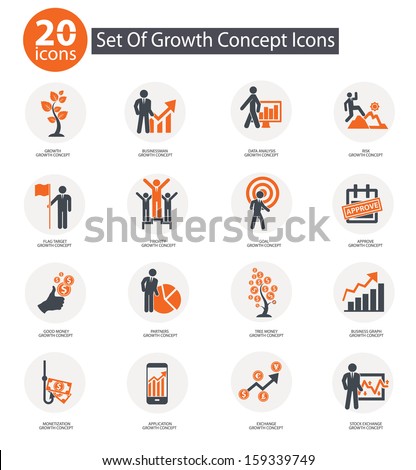 Growth concept icons,Orange version,vector