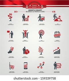 Iconos de concepto de crecimiento,Versión roja,vector