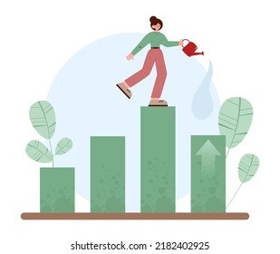 Growth concept. Idea of business success or personal development. Arrow pointing up as symbol of progress. Flat vector illustration