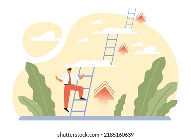 Growth concept. Idea of business success or personal development. Arrow pointing up as symbol of progress. Flat vector illustration