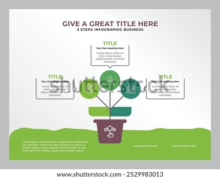 Growth concept infographic template with 3 business steps for presentation, vector infographic template with 3 options and parts of steps