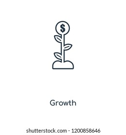 Growth concept line icon. Linear Growth concept outline symbol design. This simple element illustration can be used for web and mobile UI/UX.