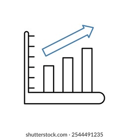 Icono de línea de concepto de crecimiento. Ilustración de elemento simple. diseño de símbolo de esquema de concepto de crecimiento.