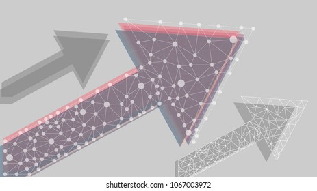Growth concept, low poly design arrows directing upwards