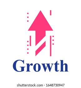 Growth concept, red arrow, fast service, speed solution, vector flat illustration