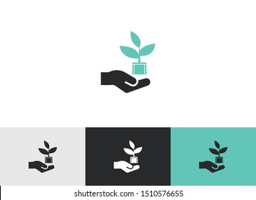 Growth concept vector icon - Tree with hands human