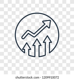 Growth concept vector linear icon isolated on transparent background, Growth concept transparency concept in outline style