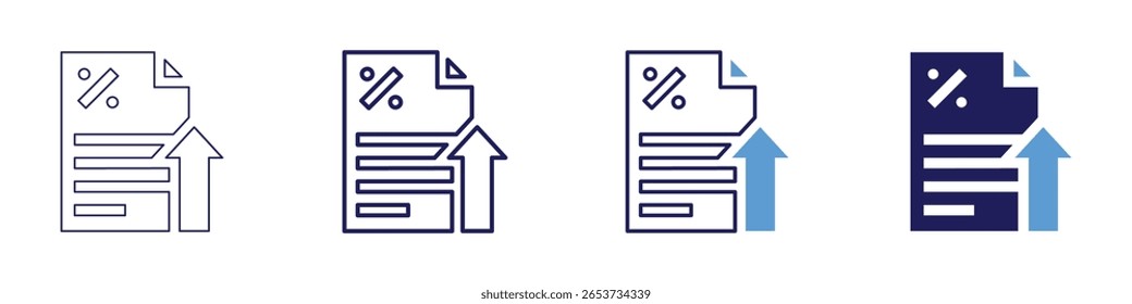 Icono de consultoría de crecimiento en 4 estilos diferentes. Línea delgada, línea, línea en negrita, duotono. Estilo duotono. Trazo editable.