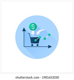 Growth Consumer Demand Flat Icon. Consumers Willingness And Ability To Purchase. Profitable Buying. Business Concept. 3d Vector Illustration