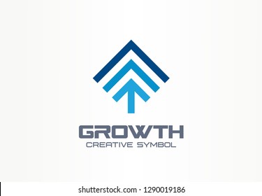 Growth creative symbol concept. Profit increase sign in success abstract business investment logo. Progress arrow analytics chart, grow budget icon. Corporate identity logotype, company graphic design