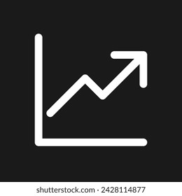 Growth dark mode glyph ui icon. Business analytics. Improvement. User interface design. White silhouette symbol on black space. Solid pictogram for web, mobile. Vector isolated illustration