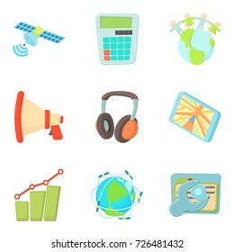 Growth of data analytic icons set. Cartoon set of 9 growth of data analytic vector icons for web isolated on white background