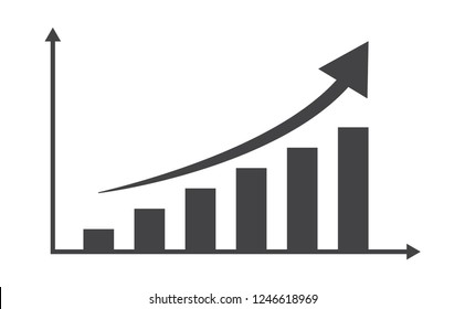 Growth data graph bar x and y axes icon