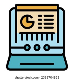 Growth data icon outline vector. Business graph. Market report color flat