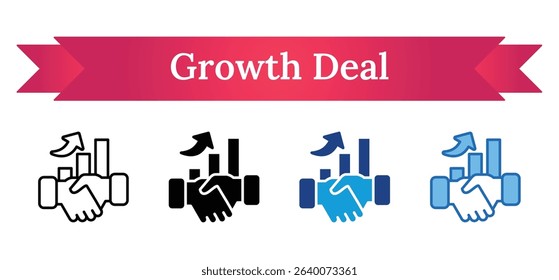 Growth Deal Multi Style - Two hands shaking with upward chart representing partnership and business growth