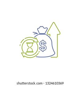 The growth of debt. Vector linear icon.