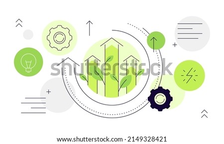 Growth and development. Arrows moving up. Infographic banner. Modern flat graphics. Vector file.